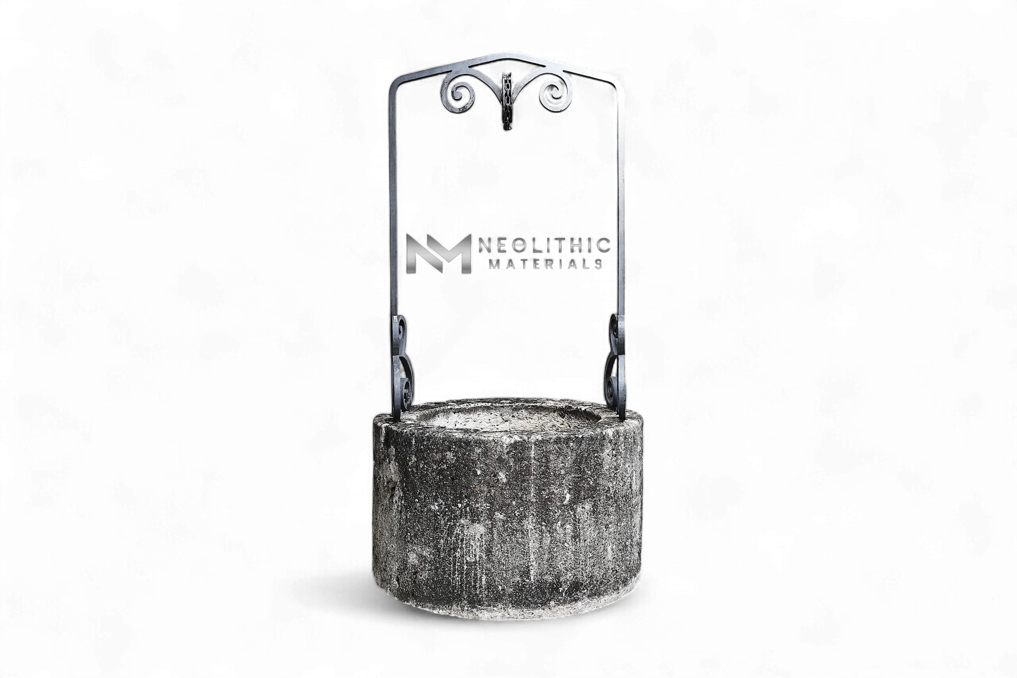 Antique French Round Well Head with Iron Piece - Image 1